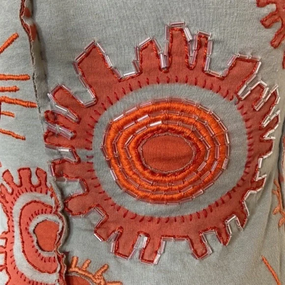 Project Alabama Hand top, hand stitched, beads, marked M but fits like XS - Picture 8 of 14